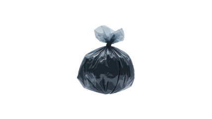 black plastic trash bag isolated on transparent background 