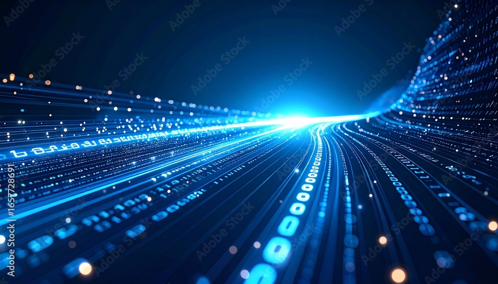 Poster abstract digital data stream flowing like a highway.