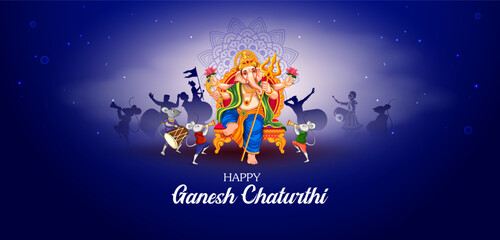 Lord Ganapati for Happy Ganesh Chaturthi festival religious banner background