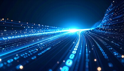 Abstract digital data stream flowing like a highway.