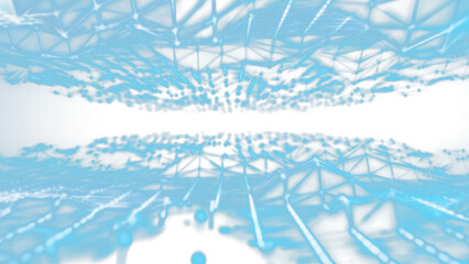 Futuristic plexus structures in perspective with depth of field effect on transparent background