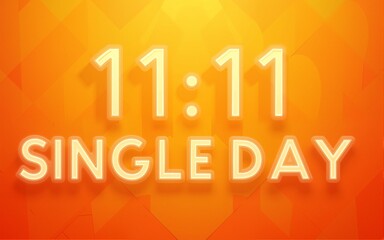11.11 Singles Day Sale banner vector illustration. Beautiful effect lettering on orange abstract background.. High quality