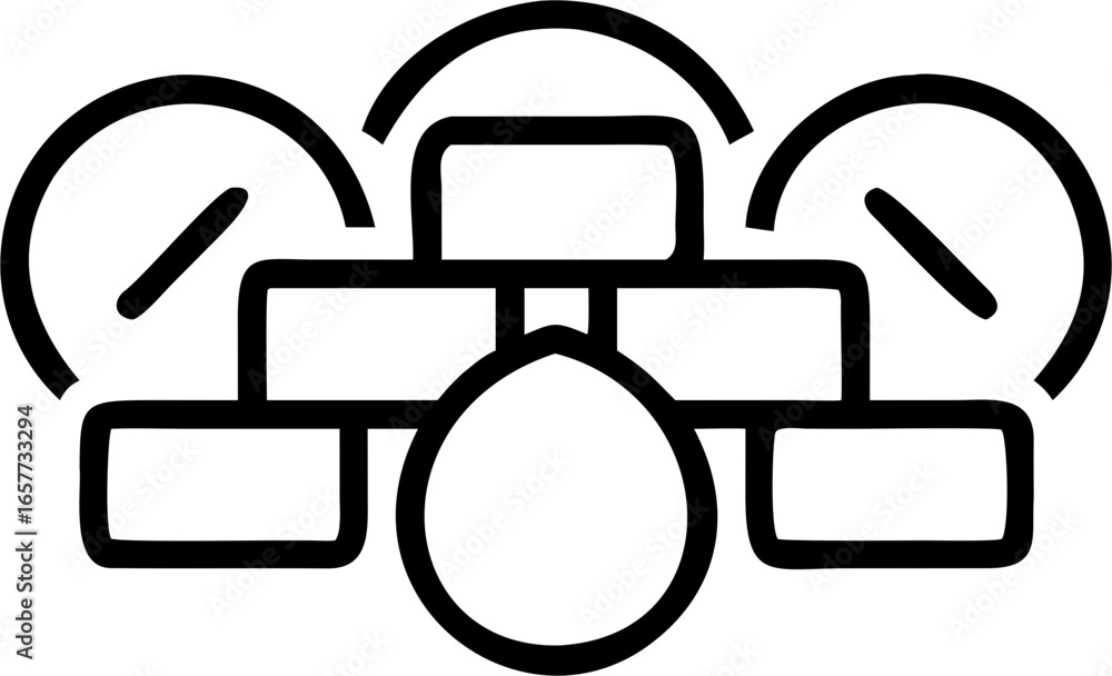 Fototapete minimalist line icon of a network firewall with performance dashboards, part of a cohesive flat vect