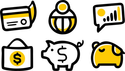 Professional Flat Vector Icons Finance, Money, Banking, Savings, Investment