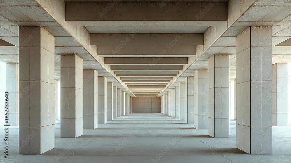 Aufkleber photorealistic image of empty open space with symmetrical columns showcasing architectural design an