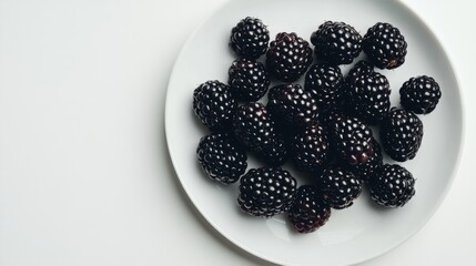 blackberries arranged beautifully on a white plate