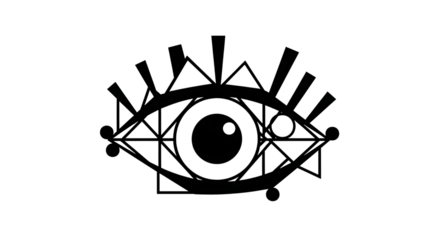 Abstract geometric eye design isolated on transparent background, a modern and minimal illustration for vision, perception, and creative expression, perfect for graphic design and tattoo art