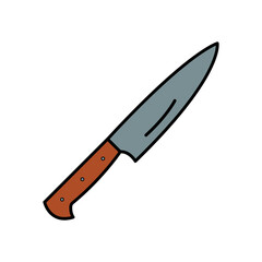 Knife Kitchen Utensil Lineal Color Icon: Cooking and Food Preparation