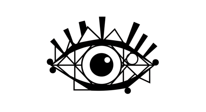 Abstract geometric eye design isolated on transparent background, a modern and minimal illustration for vision, perception, and creative expression, perfect for graphic design and tattoo art