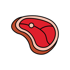 Steak Meat Lineal Color Icon: Food and Dinner Meal