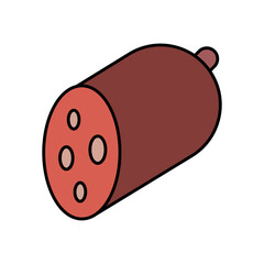 Salami Meat Lineal Color Icon: Food and Deli Meat