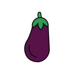 Aubergine Vegetable Lineal Color Icon: Healthy Food and Produce