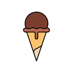 Ice Cream Dessert Lineal Color Icon: Sweet Food and Frozen Treat