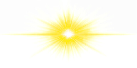 Yellow glow light effect isolated on transparent background. Lens flare light. Glowing spotlight. sunlight. Light PNG. light rays. Space overlays. Magic summer spring decoration design elements