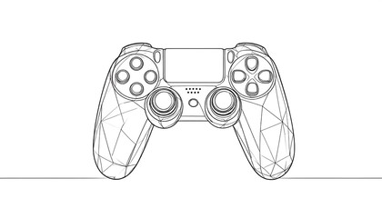 A line art illustration of a video  controller, showcasing a polygonal design.
