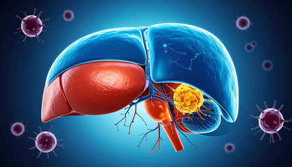 An abstract anatomical study of the human heart floating like a bioluminescent medusa through the deep blue marine silence of a dark underwater ocean