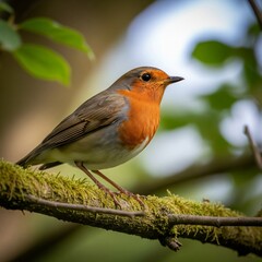 small orange-breasted bird on a tree branch