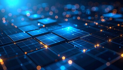Abstract digital network of glowing blue circuits and nodes, representing artificial intelligence and advanced technology.
