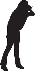 vector,silhouette of side view of a shout out loud teen girl