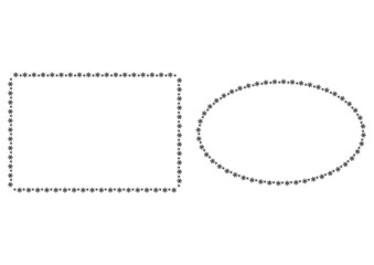 雪の結晶の装飾ラインで作られた楕円と長方形のフレームセット