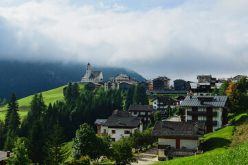 Beautiful village of Colle Santa Lucia in the Dolomites, Italy