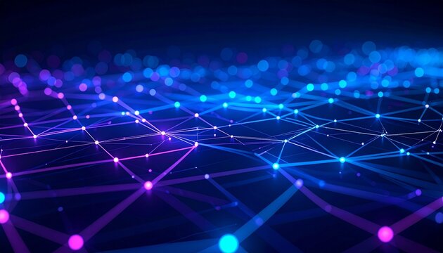 Abstract digital network visualization with interconnected nodes and glowing lines, representing data flow.
