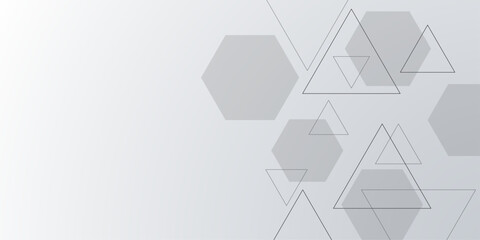 Abstract white and grey geometric hexagon background, technology background design. Vectors Geometric abstract background with simple Hexagon elements. Abstract hexagon shape background vector.