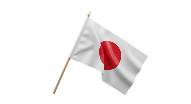 Japanese flag waving isolated on transparent background, a symbol of japans national identity, culture, and tradition, perfect for patriotic celebrations and political events