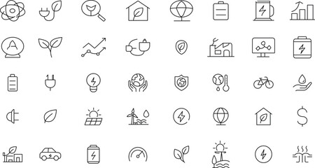 Wind, Hydro and Eco-Friendly Energy Line Icons – Vector Sustainable Power Set and more victor illastretion.