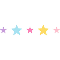Pastel stars in a row, cute and colorful graphic elements.