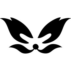 Obraz premium Abstract black and white flourish design element with curved shapes and a central dot.