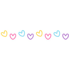 Pastel hearts border design element illustration on a white background.