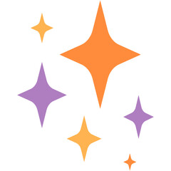Illustration of five stars in different sizes and colors, suggesting sparkle and shine.