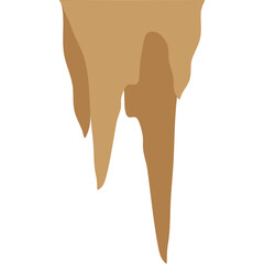 Illustration of a brown stalactite hanging down, a geological cave formation.