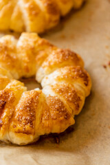 golden crispy apple puff pastry dessert close up