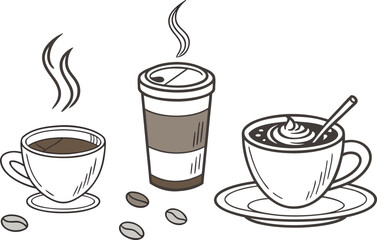 International Coffee Day Illustration with Coffee Beans and Cup. Creative International Coffee Day Artwork for Celebration. Coffee Cup and Beans Illustration for International Coffee Day