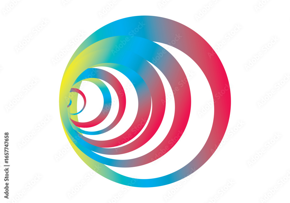 Fototapete vector illustration of abstract rings or donuts with multicolored gradations, which form swirling an
