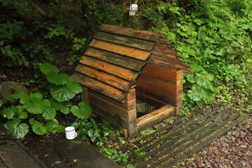 wooden box in the garden