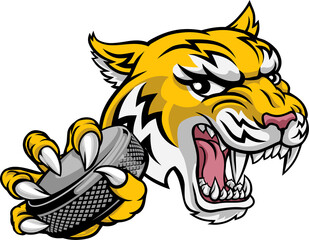 Naklejka premium Wildcat Bobcat Bobcats Wildcats Ice Hockey Mascot