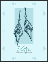 Gothic wedding - modern poster made in linear pen with frame and text. Aesthetic, whimsical illustration in green tones for wedding design, interiors, branding