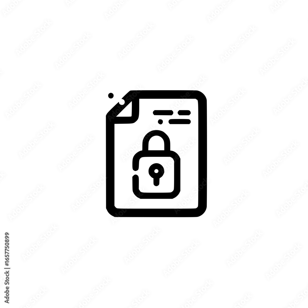 Poster document with padlock icon representing secure file storage and information encryption