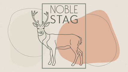 Fototapeta premium An elegant illustration of a noble stag surrounded by abstract shapes, embodying grace and strength.
