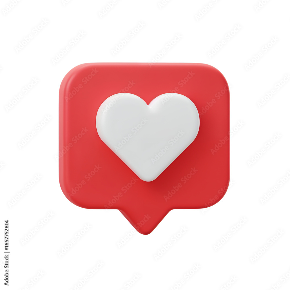 Aufkleber a digital red speech bubble with a white heart icon inside representing a social media like or favor