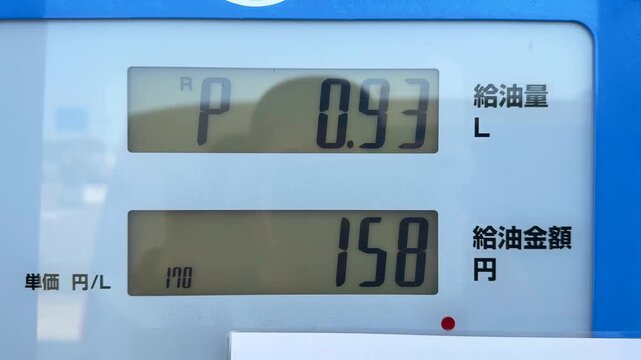 ガソリンスタンドで給油中