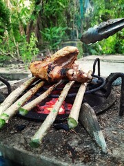 Grilled chicken on the grill 