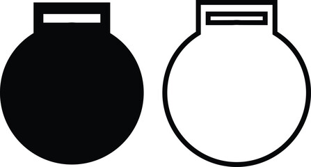 Award medal icons set in flat, outline styles, Monochrome honor badge, Achievement symbol, Trophy emblem, Military decoration, Sport reward, Success recognition illustration on transparent background.