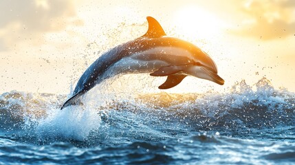 Fototapeta premium Dolphin jumping above ocean waves