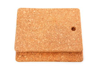 Cork table coasters isolated on white background