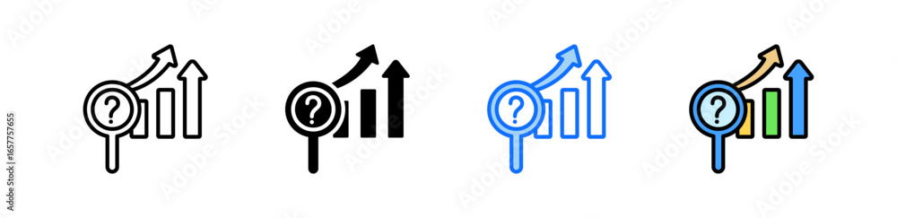 Poster sales forecasting icon set multiple style collection