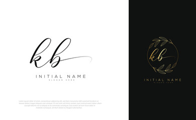 KB initial letter handwriting and monogram signature logo